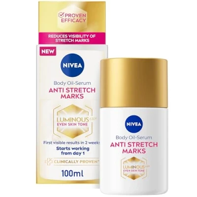 Imagen de NIVEA Luminous 630 Body Oil Serum Antiestrías (100 ml), suero para el cuidado de la piel con reduce visiblemente las estrías en 2 semanas, comienza a actuar desde día 1