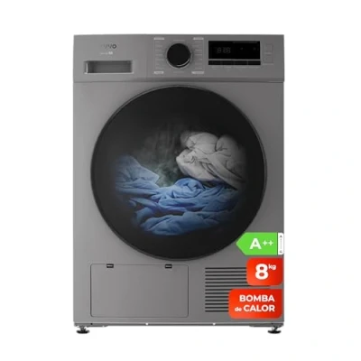 Imagen de EVVO Secadora Bomba de Calor 8 kg, Selector Tiempo, Clase Energética A++, Aire Frío para Prendas Delicadas, Airfresh, Sensor Humedad, Antiarrugas, Inicio Diferido (Modelo Nature S8X)