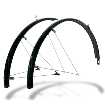 Imagen de SKS GERMANY BLUEMELS BASIC 28&quot; 45MM SET Juego de guardabarros (de robusta construcción en sándwich, sistema seguridad ASR, puntales V con puentes fijos para un ajuste flexible), Negro
