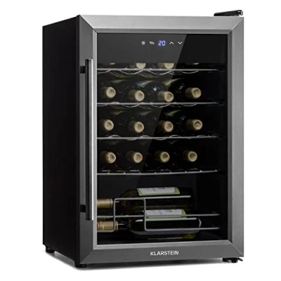 Imagen de Klarstein Ultimo Uno Vinoteca, Nevera para vinos con regulador de temperatura entre 5 y 8 C, Control táctil, Iluminación interior LED, Espacio 20 botellas, 53 litros volumen, Negro