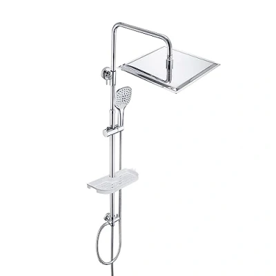 Imagen de JOHO Columna de Ducha sin Grifo Para Baños Hidromasaje Set Thermostato Monomando Acero Inoxidable con Estante y Cabezal 30 * 30cm.