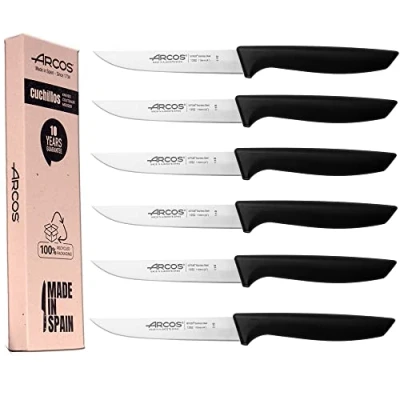 Imagen de Arcos Series Niza Juego de Cuchillos Cocina, 6 Piezas, Verduras 110 mm, + Cuchillo Mesa, Envase 100% Ecológico, Acero Inoxidable NITRUM