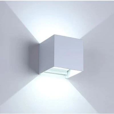 Imagen de LIGKIN Aplique Pared Interior Exterior 12W LED Moderno Lámpara de 6500K Luz Blanca IP65 Impermeable Ángulo Ajustable para Salón Pasillo Hotel, Blanco