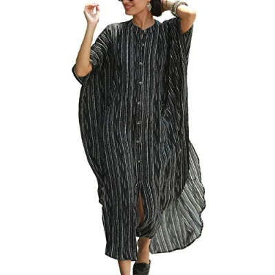 Imagen de YouKD Cárdigan de Verano para Mujer Maxi Vestido Bohemio Beach Coverup Robe Kimono Largo Talla única