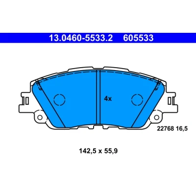 Imagen de ATE 13.0460 5533.2 Juego de pastillas freno no preparado para indicador desgaste, excl. contacto avisador desgaste TOYOTA: RAV4 V