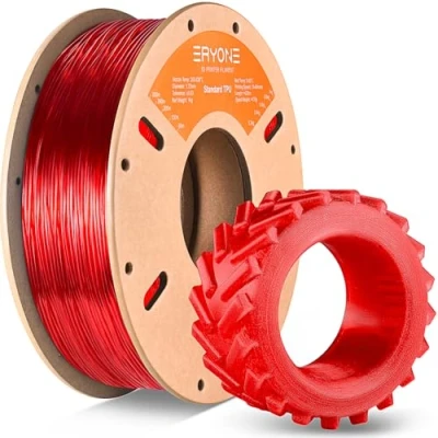 Imagen de ERYONE TPU Filament 1.75mm, 3D Printer 1kg 1 Spool, +/ 0.05mm,95A,Rojo Transparente
