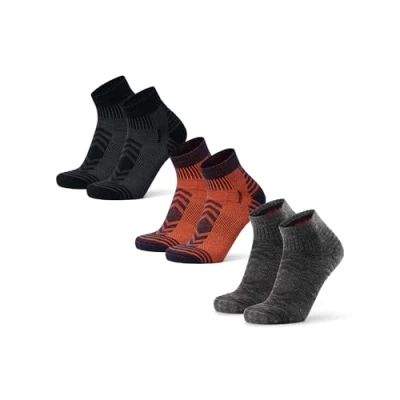 Imagen de DANISH ENDURANCE Calcetines Senderismo Antiampollas, Cortos, Hombre y Mujer, 3 Pack, Multicolor (1xAzul Marino/Naranja, 1xNegro, 1xGris Oscuro), 43 47