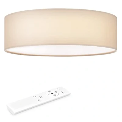 Imagen de Navaris Lámpara LED de techo moderna 40 cm Iluminación interior Con pantalla para salón dormitorio mando a distancia y temporizador Beige