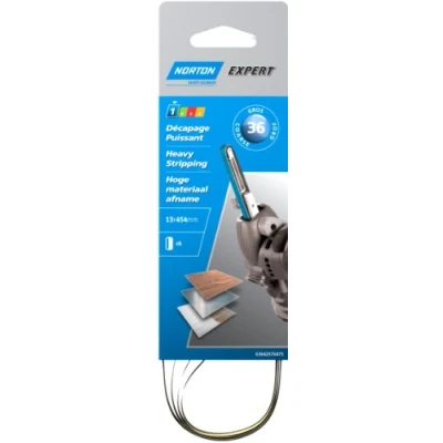 Imagen de Norton Expert Lote de bandas abrasivas para lijadora cinta (4 unidades, 13 x 454, grano 36)