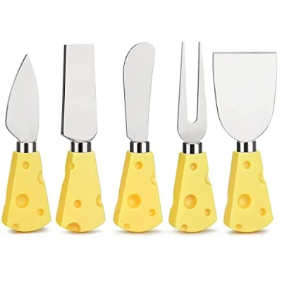 Imagen de ZEACCT Juego de 5 cuchillos Queso acero inoxidable para Queso, pala Herramientas Mini