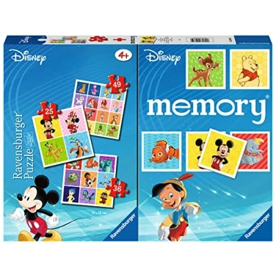 Imagen de Ravensburger Multipack Disney, Memory® 48 Cartas + 3 Puzzle Niños de 25/36/49 Piezas, 4+ Años