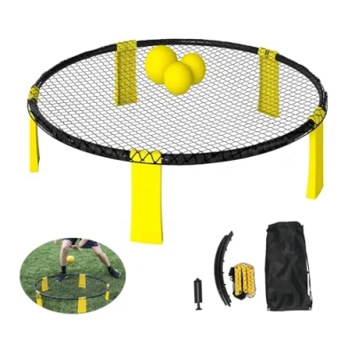 Imagen de Roundnet Juego de Mini Pelotas Voleibol Playa,Juego Pelota Red Redonda Que Incluye Juego, Pelotas, Bolsa, Bomba Pelota,Juego al Aire Libre para Playa