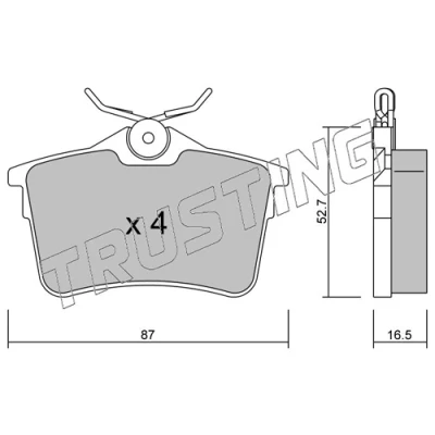 Imagen de TRUSTING 832.0 Juego de pastillas freno excl. contacto avisador desgaste, no preparado para indicador desgaste PEUGEOT: 308 I Hatchback
