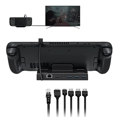 Imagen de Mcbazel 6 en 1 Steam Deck Docking Station, con HDMI 2.0 4K@60Hz, Tres Puertos USB 3.0, Carga de 100W para Deck, ROG Ally, Legion Go, MSI Claw, NS Switch, Switch OLED