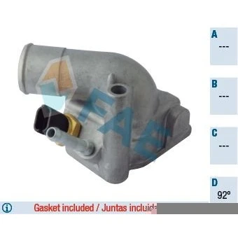 Imagen de FAE 5351792 Termostato, refrigerante 92 con juntas, sensor de temperatura Carcasa (cárter) tapa aluminio OPEL: Astra H GTC