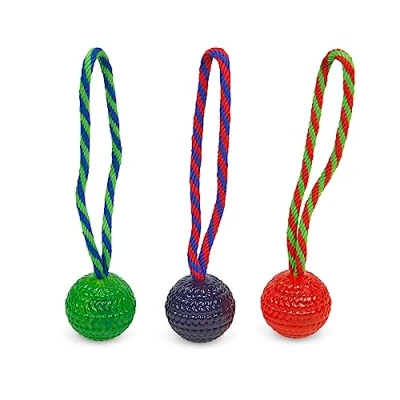 Imagen de Petface Pelota Toyz Chew and Bouncy Rope para perro, azul, rosa y verde, incluida una