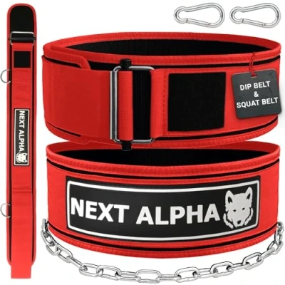 Imagen de Next Alpha Combinación de Cinturón Levantamiento Pesas y Dip Halterofilia Personalizado para Hombres Mujeres Hebilla Cierre Automático Liberación Rápida Con Cadena