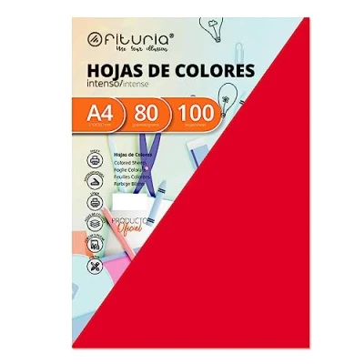 Imagen de Pack 100 Cartulinas Color Rojo Tamaño A4 180g