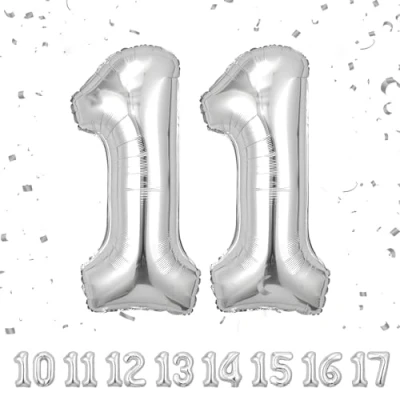 Imagen de Globos de Cumpleãnos Numeros 11 Argent,101 CM Globo Gigantes Grandes Decoracion,Globo Numero Niño Niña Adultos decorazione,Vuelan con Helio