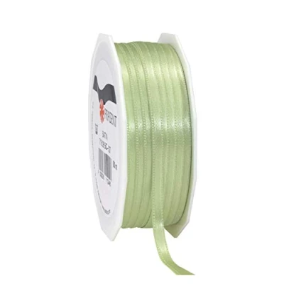 Imagen de C.E. PATTBERG PRÄSENT cinta regalo satén color verde pastel, 50 m de raso para envolver regalos, 6 mm ancho, decoración y manualidades, decorativa versátil