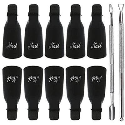 Imagen de 10 clip para los dedos con 2 Lima de Uñas,Kit Herramientas Uñas Removedor Clip,Kit Profesional Limpiar y Quitar Cutículas Negro
