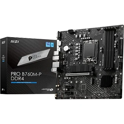 Imagen de MSI Placa base DDR4 PRO B760M P, micro ATX, compatible con procesadores Intel Core de 12.ª y 13.ª generación, LGA 1700, Memory Boost 4800+MHz/OC, ranura PCIe 4.0 x16, ranuras M.2 Gen4, varias