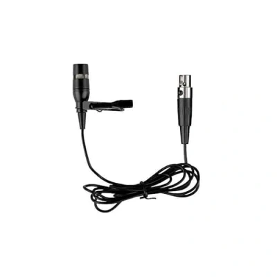 Imagen de micrófono Lavalier negro, de condensador cardioide con clip para sistemas inalámbricos Shure, enchufe mini XLR TA4F 4 pines