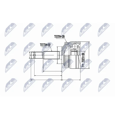 Imagen de NTY NPZ PL 007 Junta Homocinética Caja de cambios manual, Transmisión automática Eje delantero, izquierda, derecha norauto, oscaro,