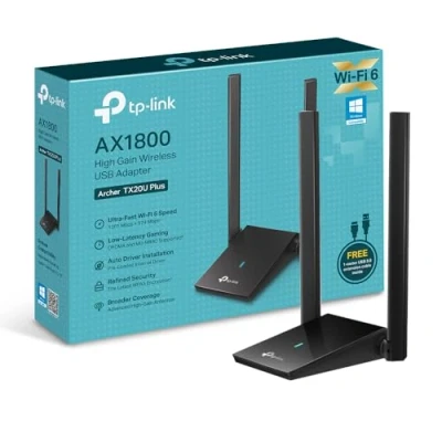 Imagen de Adaptador Wi Fi USB TP Link Archer TX20U Plus, WiFi 6, Doble banda, 1800 Mbps, 3.0, Negro