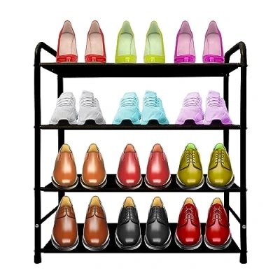 Imagen de Nyana Home Zapatero Metálico 12 a 24 Pares Estante para Zapatos Organizador de Calzado (16 Pares, Black)