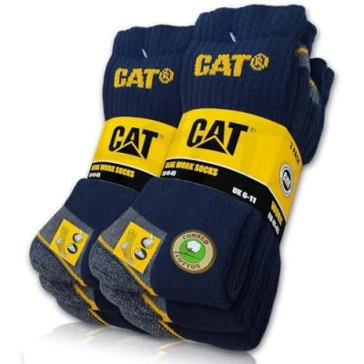 Imagen de Caterpillar 6 pares de Calcetines Cat Real Work Socks Mujer Hombre Trabajo Negocios Nuevos Medias Tallas 35 50, azul, 41 45