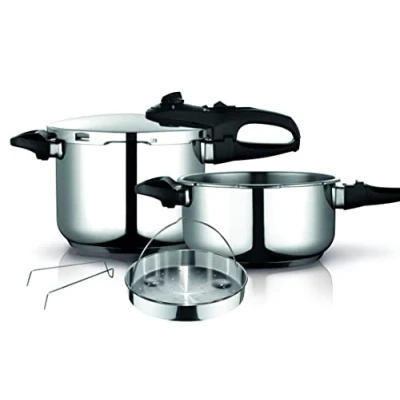 Imagen de Fagor Duo Olla a Presión 6 + 4 Litros, Inducción, Express Super Rápida, Acero Inox. 18/10, Todo Tipo Cocinas, Fondo Termo Difusor, 2 Niveles de Presión, 5 Sistemas Seguridad, Incluye Cestillo