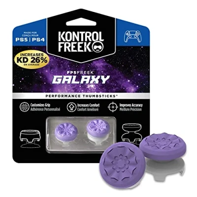 Imagen de KontrolFreek FPS Freek Galaxy para PlayStation 4 (PS4) y 5 (PS5) Performance Thumbsticks 1 Altura elevada, media Morado.