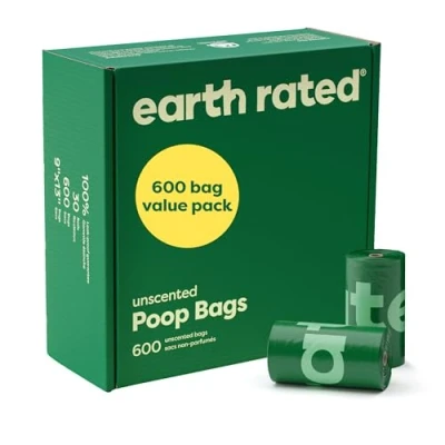 Imagen de Earth Rated Dog Poo Bags Value Pack, Leak Proof and Extra Thick Pet Waste for Big Small Dogs, Refill Rolls, Unscented, 600 Count