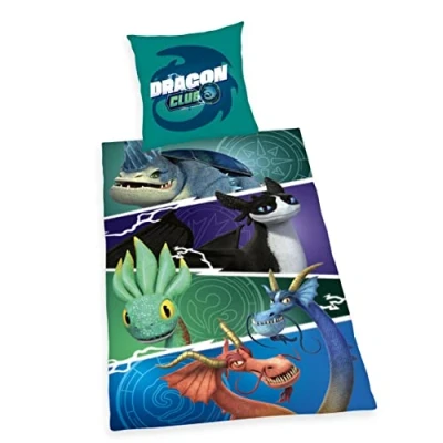 Imagen de Herding Dragons The Nine Realms Juego de Ropa Cama, Funda Almohada 80 x cm, nórdica 135 200 cm con Cremallera Suave, 100% algodón/Renforcé, Multicolor