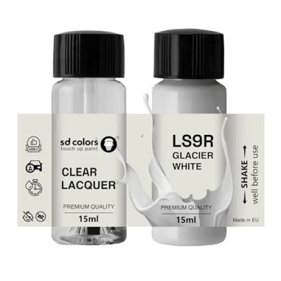 Imagen de SD COLORS Glacier White LS9R 2Y S9R Kit de reparación bolígrafos pintura para retocar (15 ML, código color GLACIER), blanco