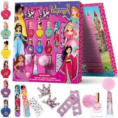 Imagen de Set de Belleza para Niñas con 6 Esmaltes Pelables a Base Agua No Tóxicos y Accesorios: Bruma Corporal, Brillo Labial, Pinzas el Cabello, Pegatinas Uñas, Artículos Manicura Pedicura