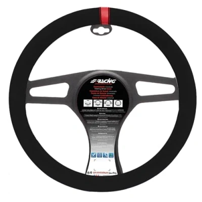 Imagen de Simoni Racing Carrera Look CVT/27R Funda cubierta para el volante negro 37 39cm Microfibra