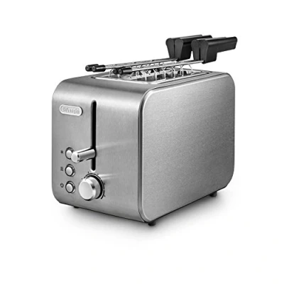 Imagen de De&#039;Longhi CTX2203.S Tostadora con alicates, control progresivo del grado de tostado, 3 funciones, cajón recogemigas, patas antideslizantes, potencia 550 W, plástico, plateado