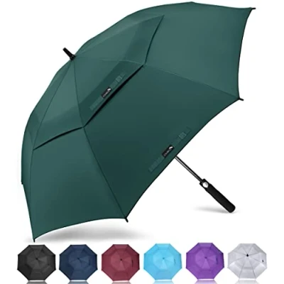 Imagen de ZOMAKE Paraguas Golf Antiviento Automatico 68 Pulgadas,Extra Grande Paragua Resistente con Doble Toldo Venteado Impermeable A Prueba de Viento Palo para Hombre Mujer(Verde Oscuro)