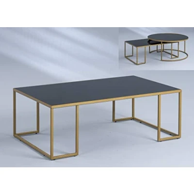Imagen de HomeTrends4You Matteo 2 Mesa de Centro o sofá, Dorado y Negro, 102x36x61cm