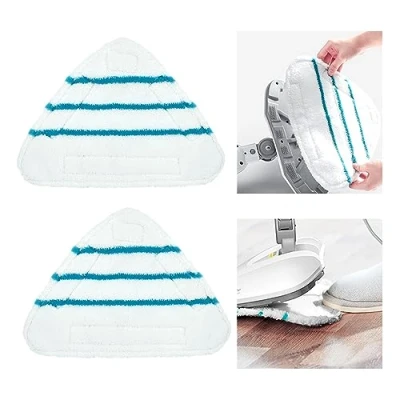 Imagen de Accesorios para la limpieza vapor, Juego 2 piezas microfibra de Almohadillas repuesto escoba vapor con paños triangulares fregona (blanco)