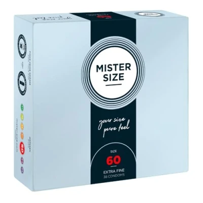 Imagen de Mister Size Pura Sensación: Paquete de 36 Preservativos Ultrasensibles (Preservativos Finos con Lubricante Sexual) Látex Natural y Talla Individualizada Talla: 60mm