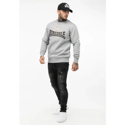 Imagen de Lonsdale Rundhals Normale Passform Lawins Sudadera, Hombre, Talla: XL, Marl grey black