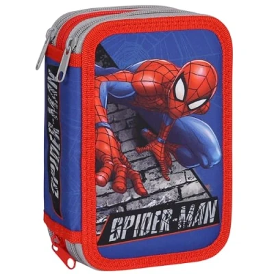 Imagen de sarcia.eu Marvel Spider Man Estuche portalápices, Tres Compartimentos con Equipamiento para niño Escuela 45 Elementos, 3 Cremallera (Spider B)