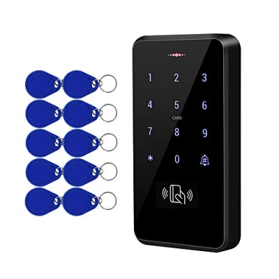 Imagen de FTSTech Sistema de Control Acceso a la Puerta Impermeable DC12V IP68 RFID, 3000 Usuarios+10 Keyfo Azul (IC 13.56MHz)
