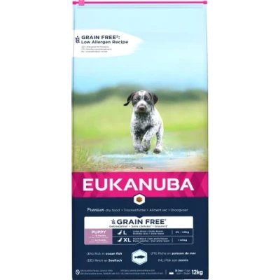 Imagen de Eukanuba Grain Free Alimento para Cachorros de Perro Raza Grande, Receta Baja en Alérgenos, 12 kg