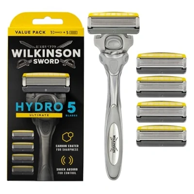 Imagen de Wilkinson Sword Hydro 5 Skin Protection Advanced Maquinilla con Recambios Bandas Lubricantes de Mentol para Pieles Sensibles Cabezal Ajustable Tecnología Shock Absorb