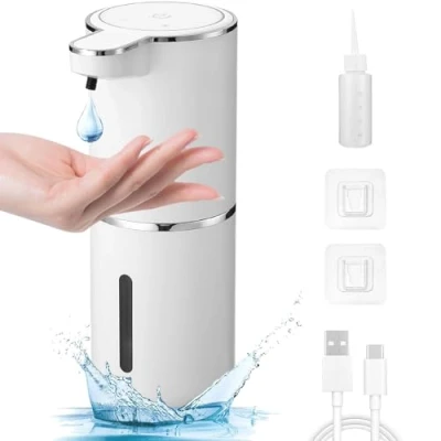 Imagen de Zawaer Automatico Dispensador Jabon Baño, 380 ml de jabón automático para Pared, Carga USB con Sensor Cocina, Apto Hotel