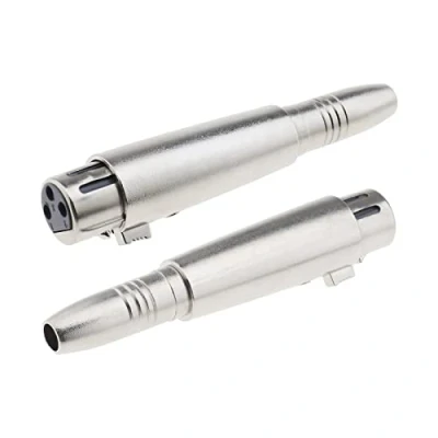 Imagen de 2 adaptadores XLR de 3 pines a 1/4 hembra 6,35 mm conector conversión enchufe mono estéreo micrófono adaptador convertidor para audio plateado